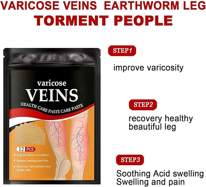 VEINEASE™ Spider & Varicose Vein Patches | 12 Patches | natural Herbal Therapy for Swelling, Fatigue & Vein Health