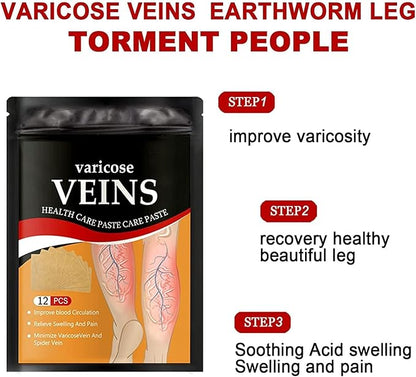 VEINEASE™ Spider & Varicose Vein Patches | 12 Patches | natural Herbal Therapy for Swelling, Fatigue & Vein Health