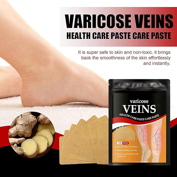 VEINEASE™ Spider & Varicose Vein Patches | 12 Patches | natural Herbal Therapy for Swelling, Fatigue & Vein Health